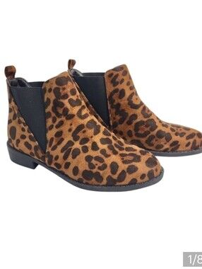 MaxMuxun Boots Women's Leopard Print Faux Suede Boots Size 6 NWOT